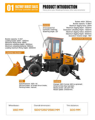 4x4 부착 앞 끝 로더와 배크호 미니 배크호 로더